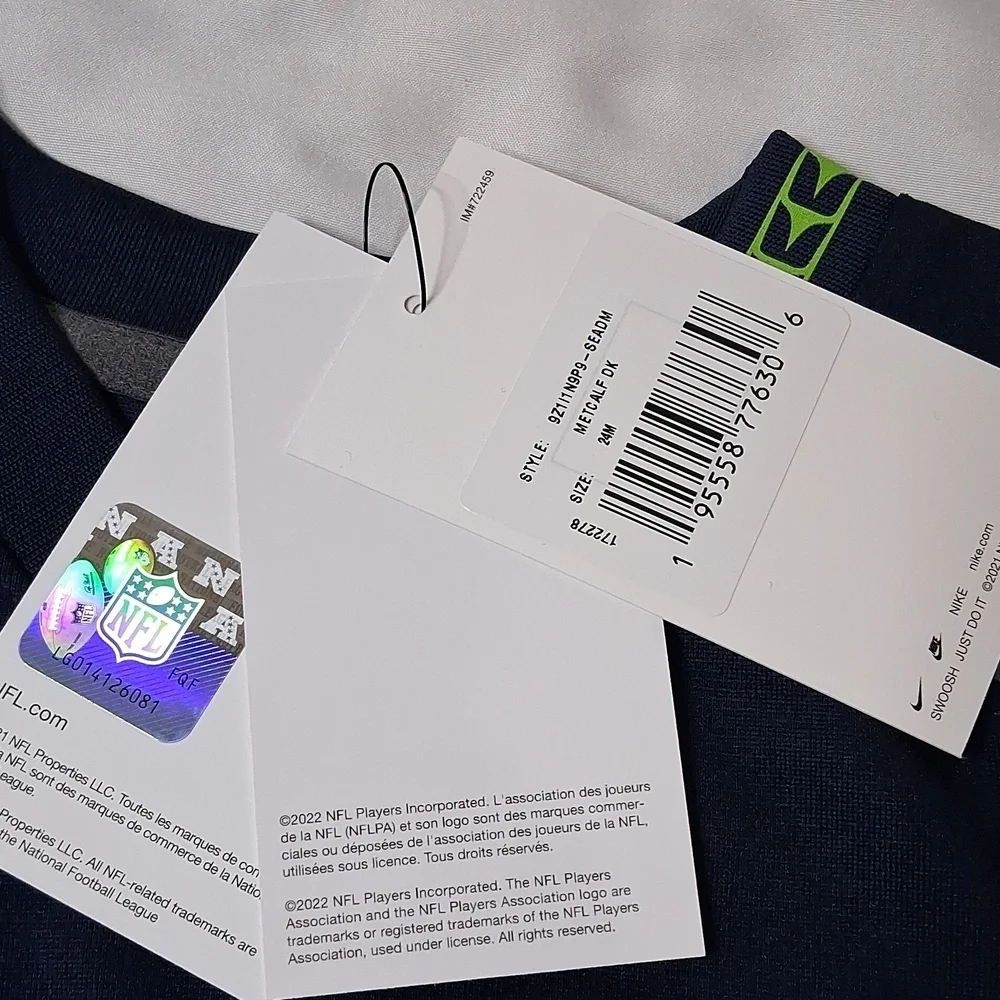 Nike Kids Navy and Neon Green Seattle Seahawks #14 Metcalf Football Jersey